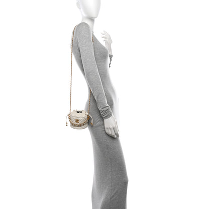 Chanel Caviar Quilted Coco First Bucket Clutch With Chain White 2 of 10