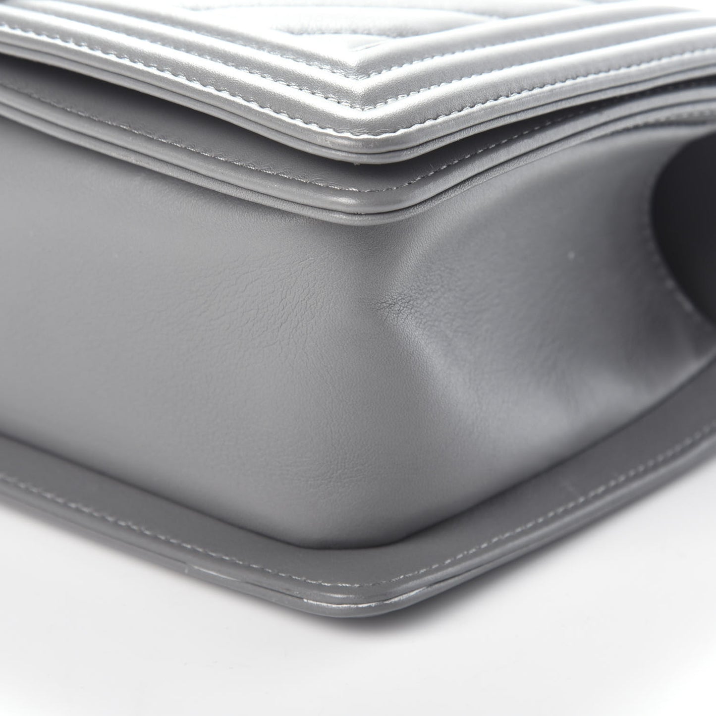 Calfskin Chevron Quilted Medium Boy Flap Grey