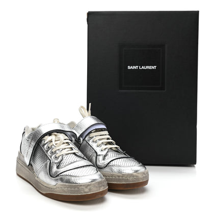 Saint Laurent Calfskin Perforated Womens SL24 Sneakers 37 Argento 8 of 11