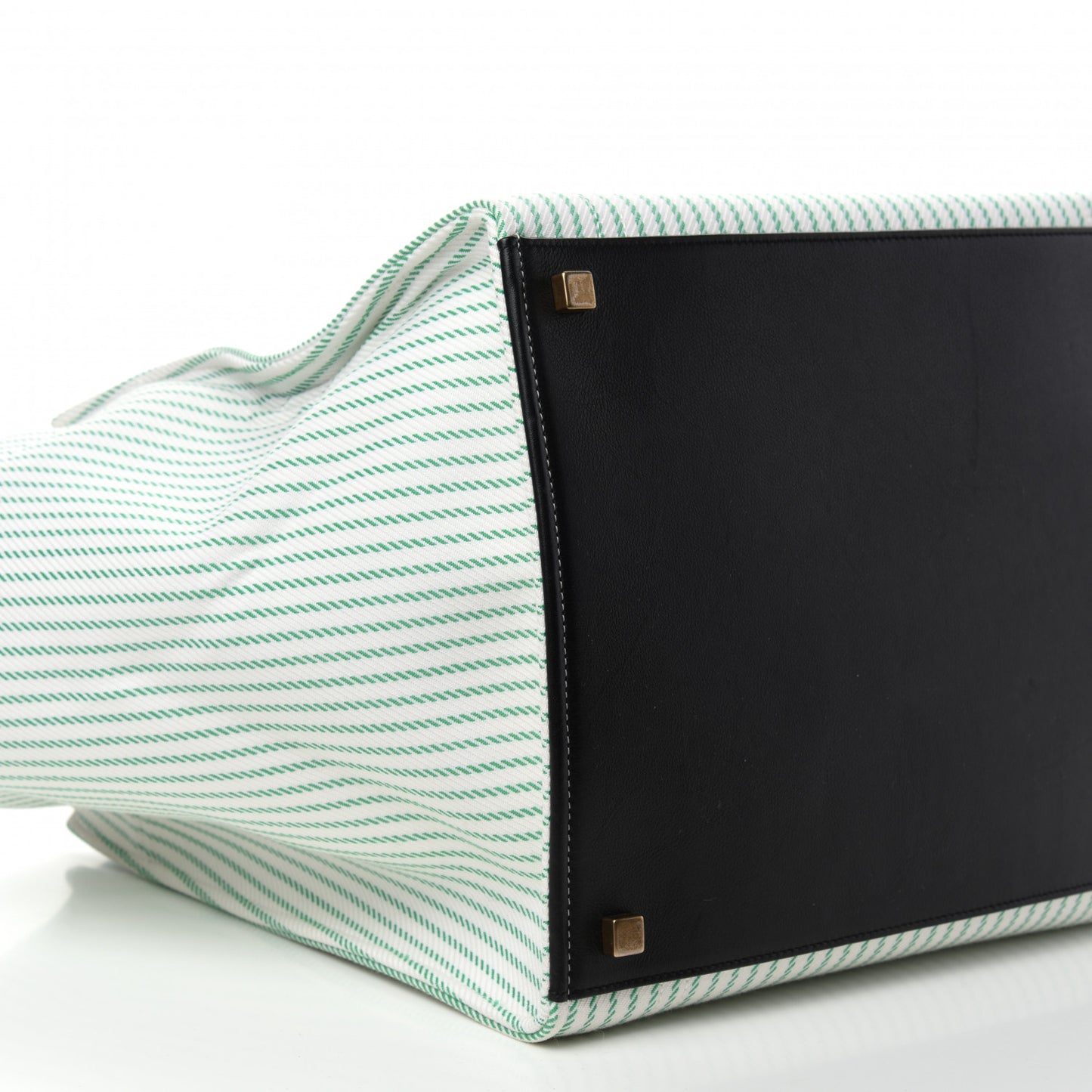 Cotton Canvas Striped Medium Phantom Luggage White Green