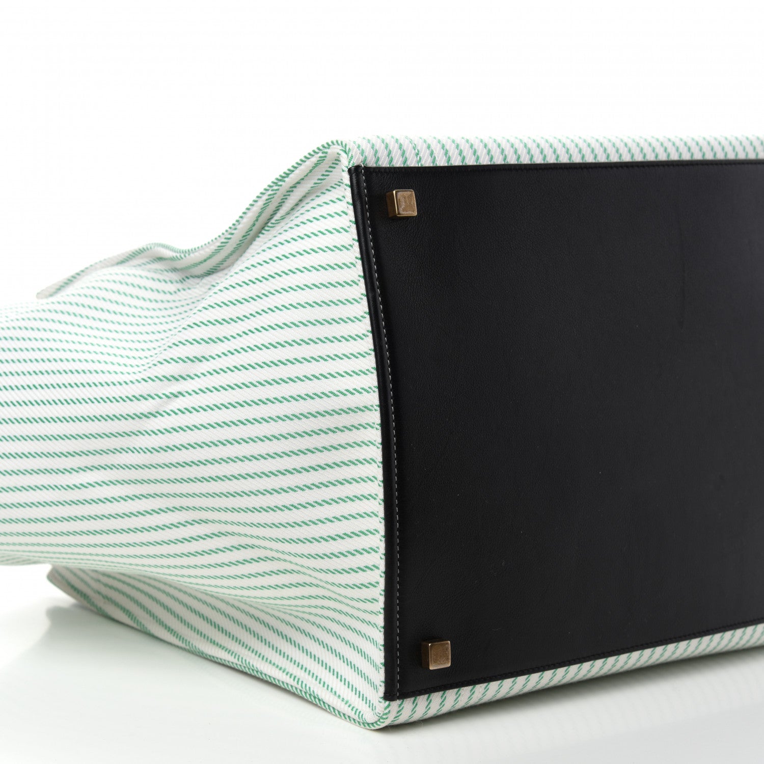 Celine Cotton Canvas Striped Medium Phantom Luggage White Green 8 of 10