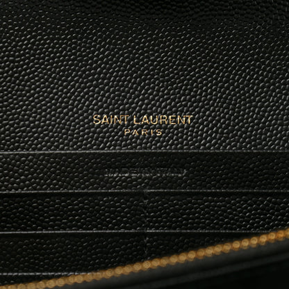 Saint Laurent Grain De Poudre Matelasse Chevron Monogram Flap Wallet Black 6 of 7