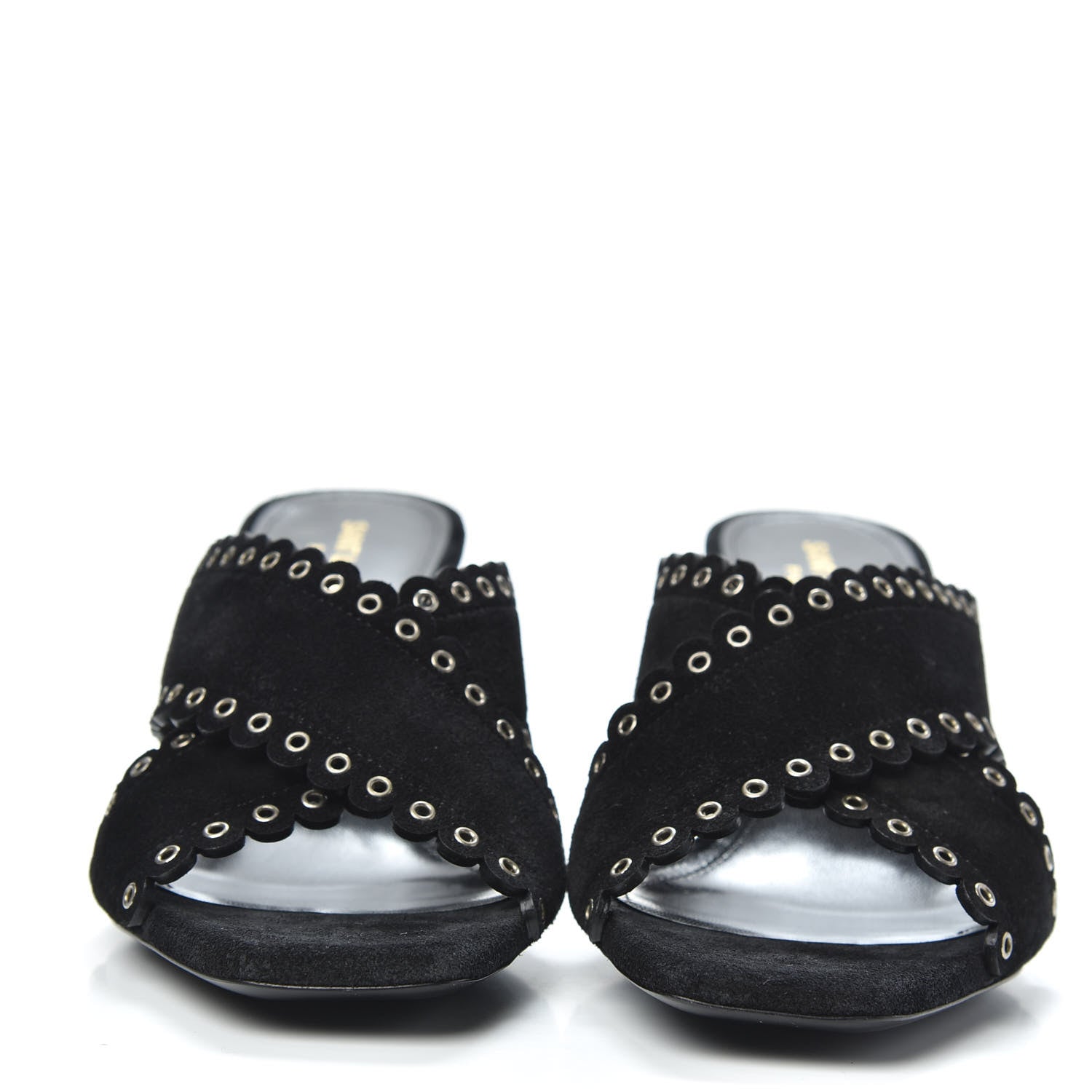 Saint Laurent Suede Eyelet LouLou 70 Mules 38 Black 2 of 9