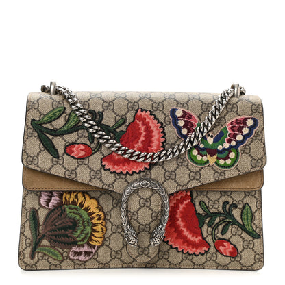 Gucci GG Supreme Monogram Embroidered Carnation Medium Dionysus Shoulder Bag Beige 1 of 9