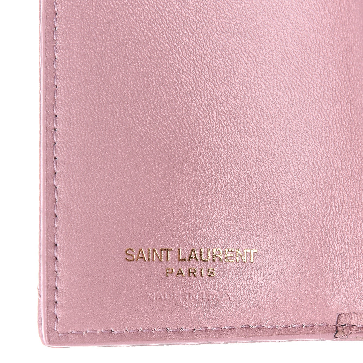 Saint Laurent Grain De Poudre Matelasse Chevron Monogram Tiny Wallet Tender Pink 6 of 6