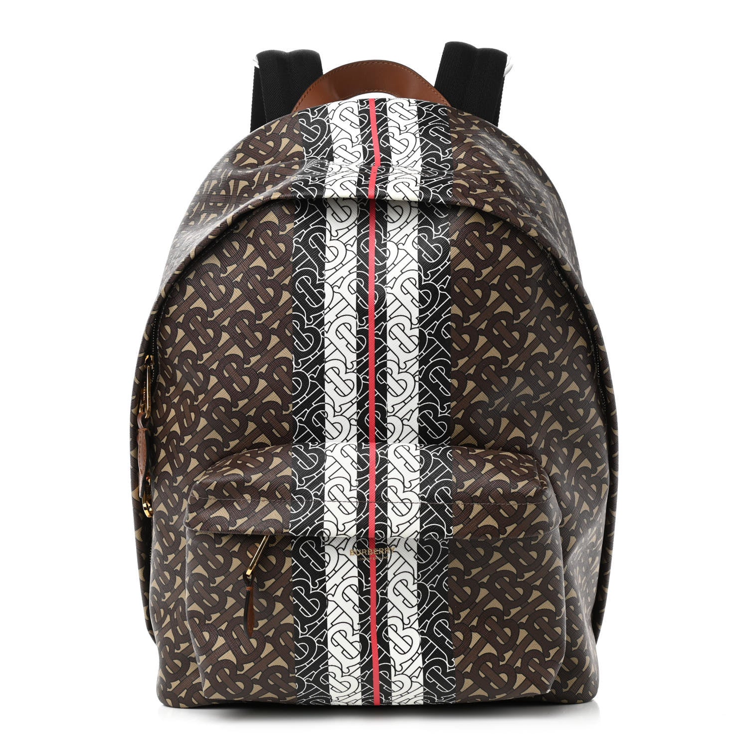 Burberry E-Canvas Monogram Stripe Backpack Bridle Brown 1 of 11