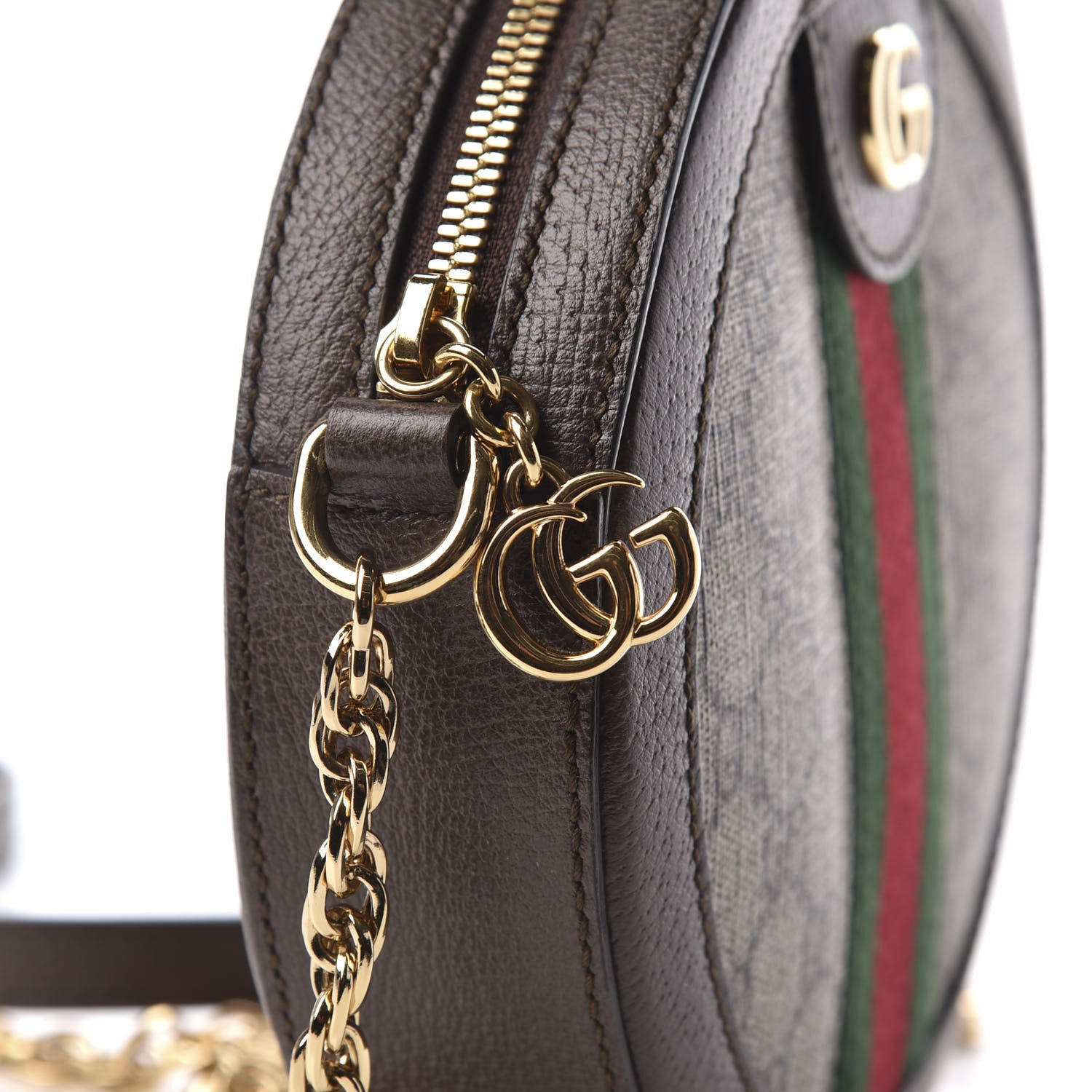 Gucci GG Supreme Monogram Web Mini Ophidia Round Shoulder Bag Brown 10 of 10