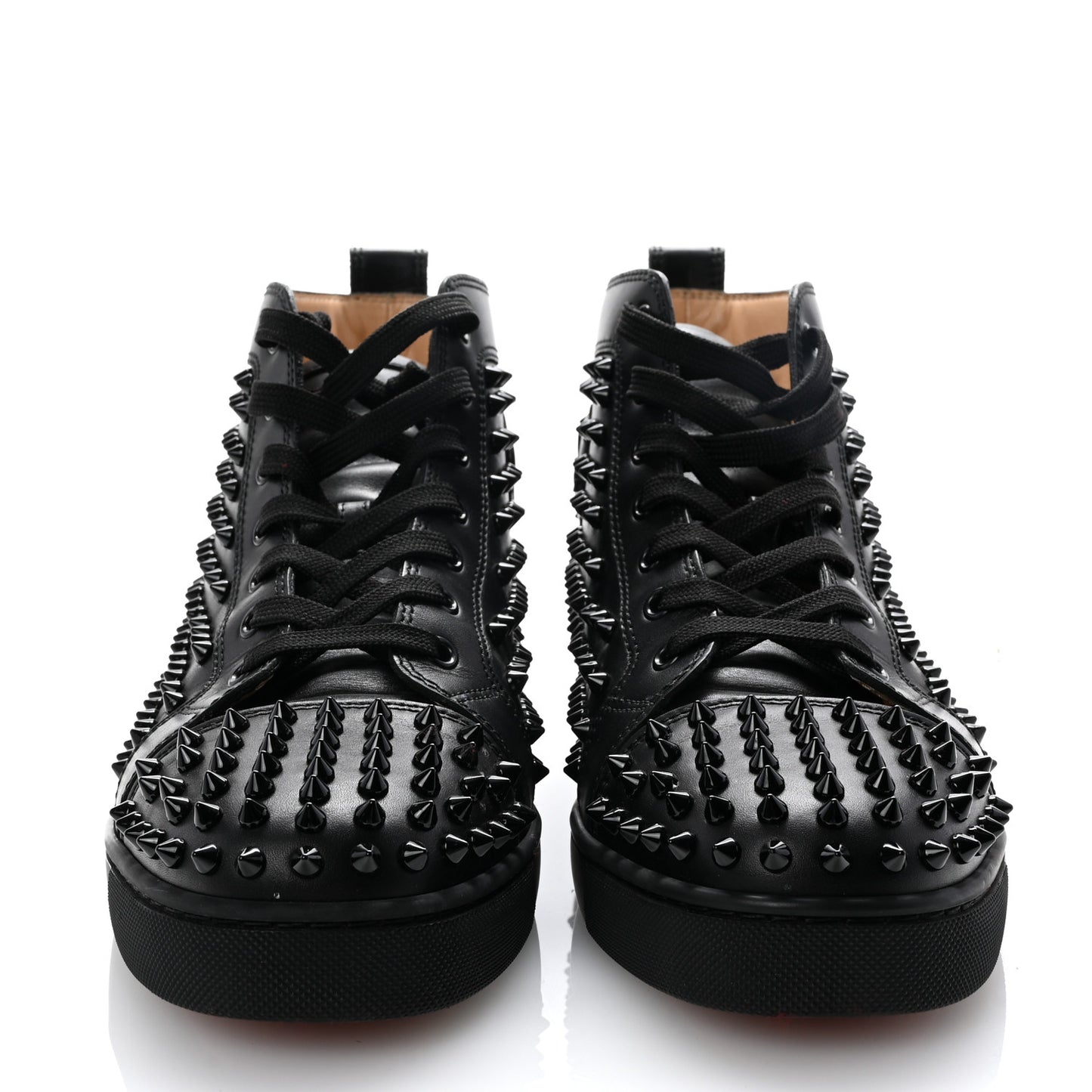 Calfskin Mens Louis Spikes Flat Sneakers 43 Black