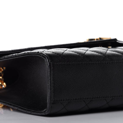 Saint Laurent Grain De Poudre Textured Mixed Matelasse Triquilt Medium Monogram Satchel Black 7 of 9