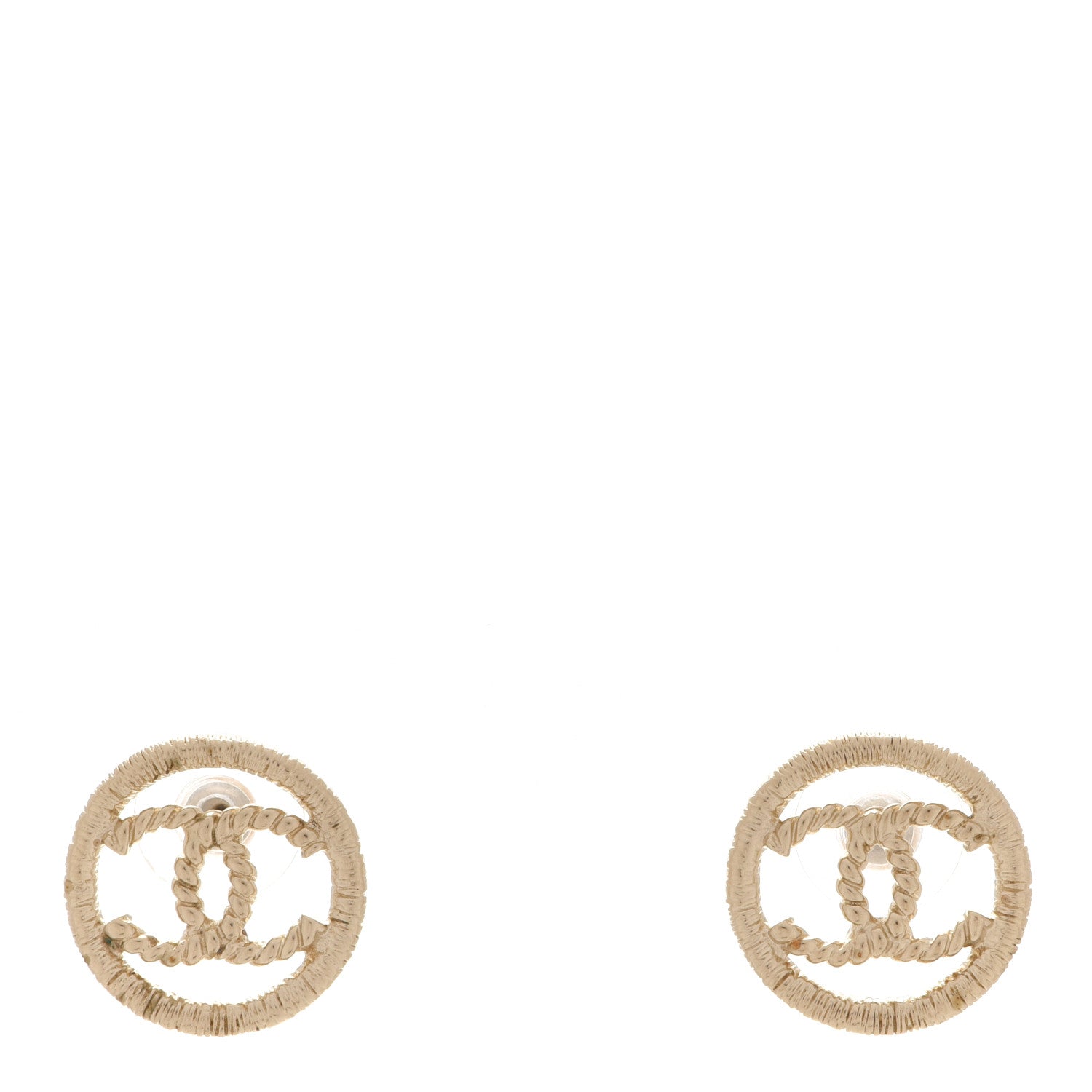 Chanel CC Round Rope Earrings Gold 1 of 5