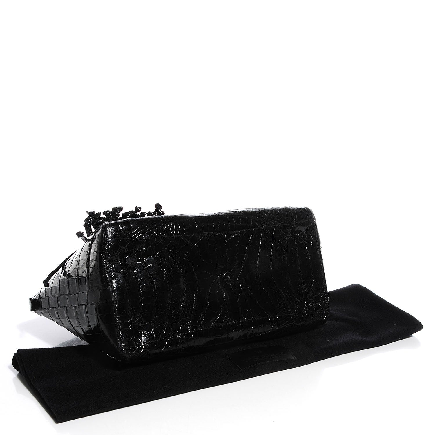 Nancy Gonzalez Glossy Crocodile Medium Satchel Black 4 of 7