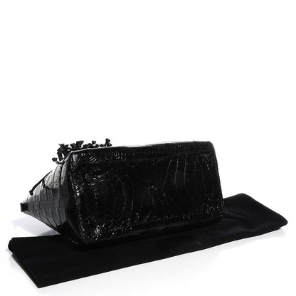 Nancy Gonzalez Glossy Crocodile Medium Satchel Black 4 of 7