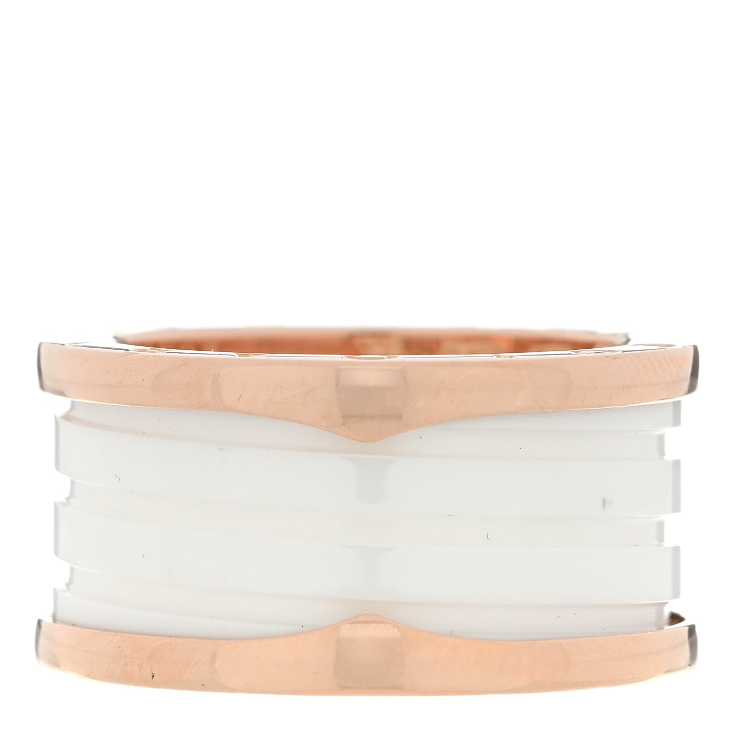 18K Rose Gold White Ceramic B.Zero1 Four-Band Ring 59 8.75
