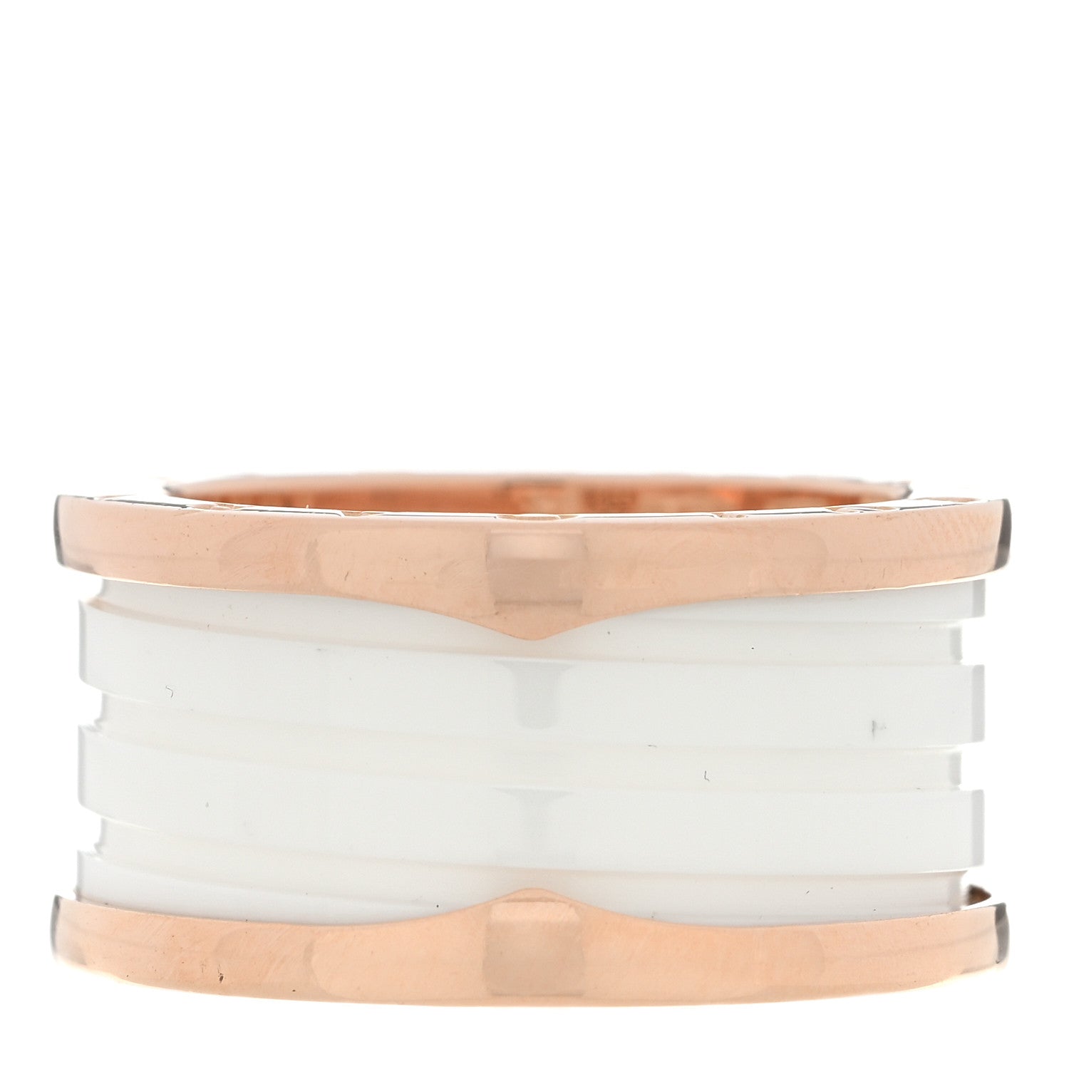 Bulgari 18K Rose Gold White Ceramic B.Zero1 Four-Band Ring 59 8.75 1 of 5