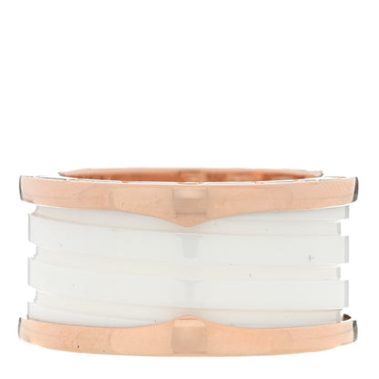 Bulgari 18K Rose Gold White Ceramic B.Zero1 Four-Band Ring 59 8.75 1 of 5