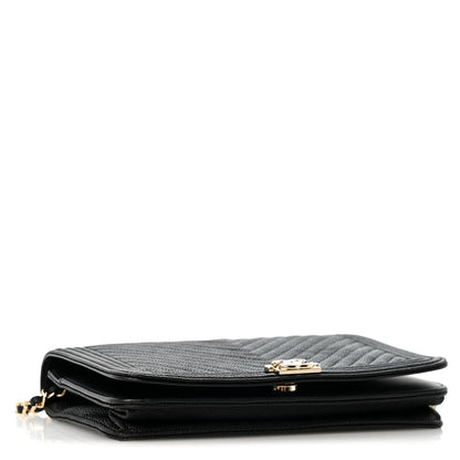 Chanel Caviar Chevron Quilted Boy Wallet On Chain WOC Black 4 of 14