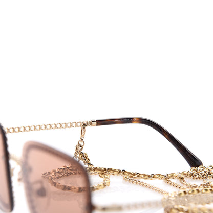 Chanel Metal Removable Chain Square Sunglasses 4244 Light Brown 5 of 7