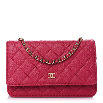 Chanel Caviar Quilted Wallet on Chain WOC Dark Pink 1 of 12