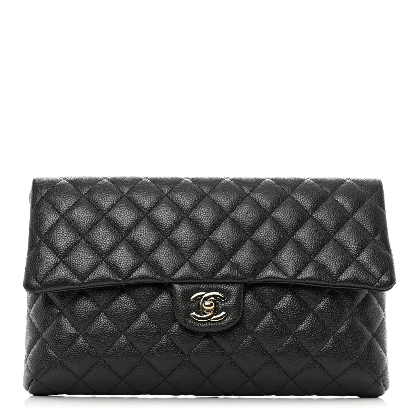 Caviar Quilted Flap Clutch Black