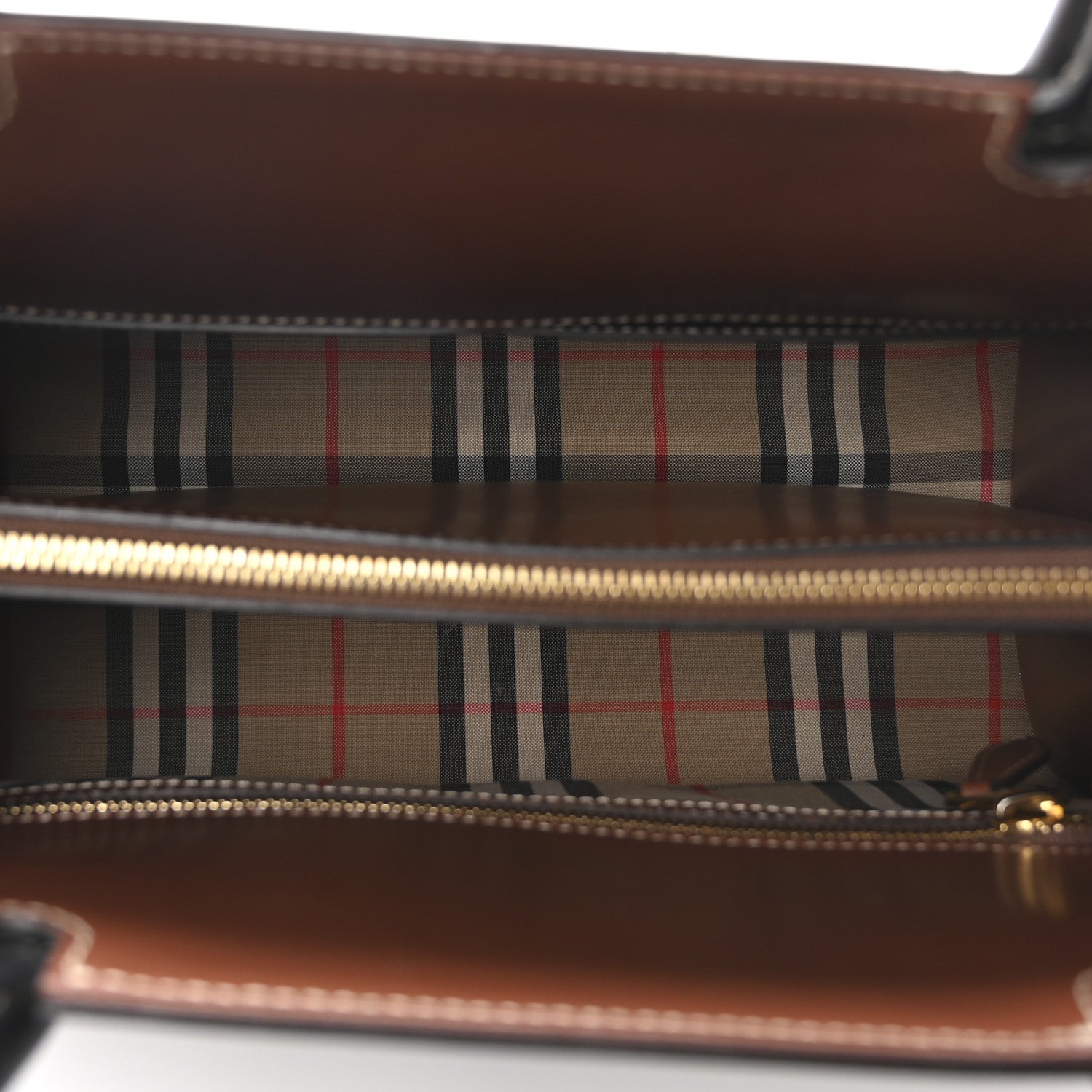 Burberry Calfskin Vintage Check Small Two Handle Title Bag Black 5 of 9