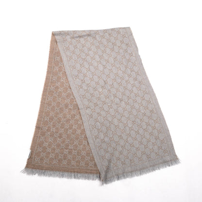Gucci Wool Monogram Fringe Scarf Gray 3 of 4