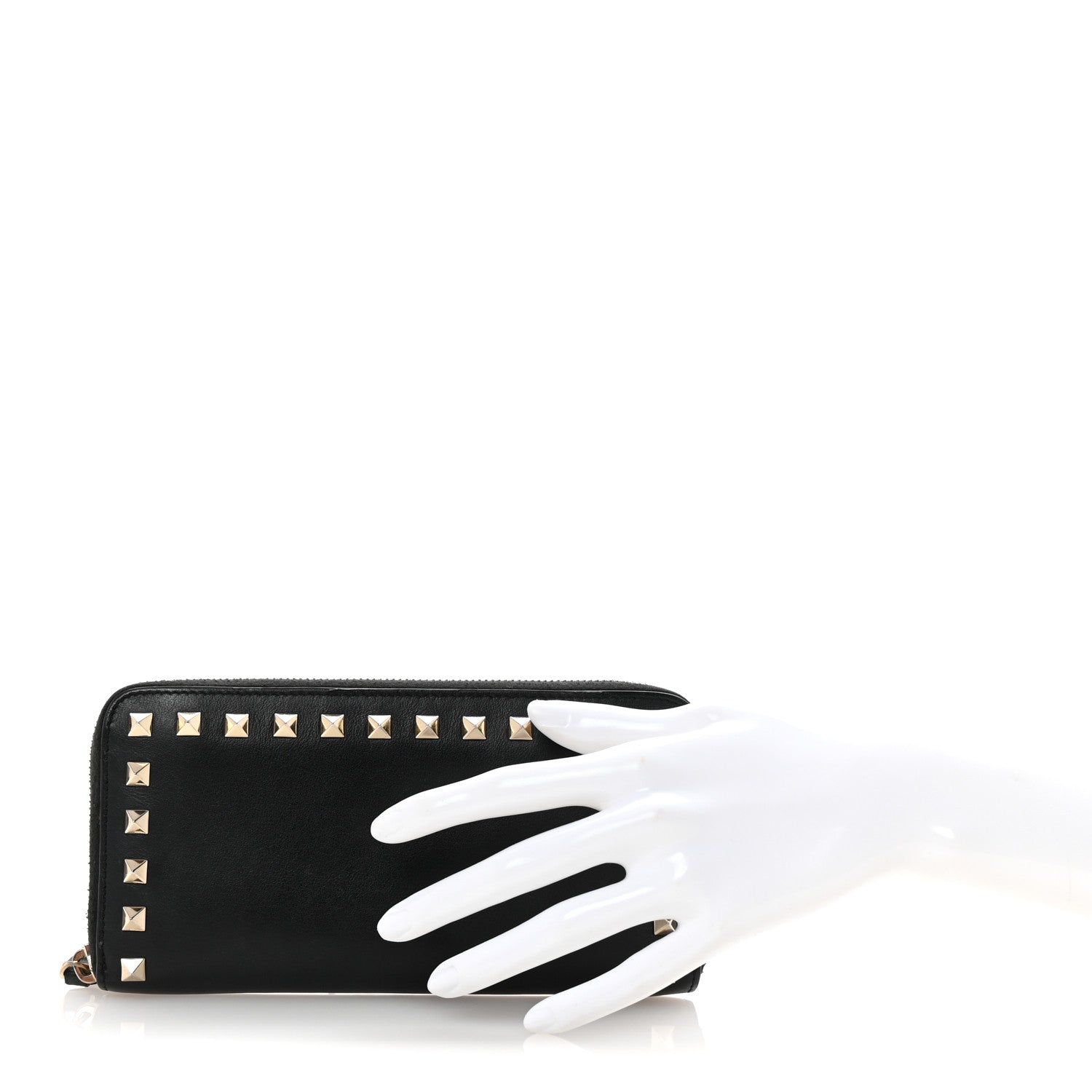 Valentino Garavani Vitello Rockstud Zip Around Wallet Black 2 of 6