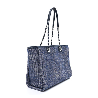 Chanel Mixed Fibers Calfskin Small Deauville Tote Blue 3 of 9