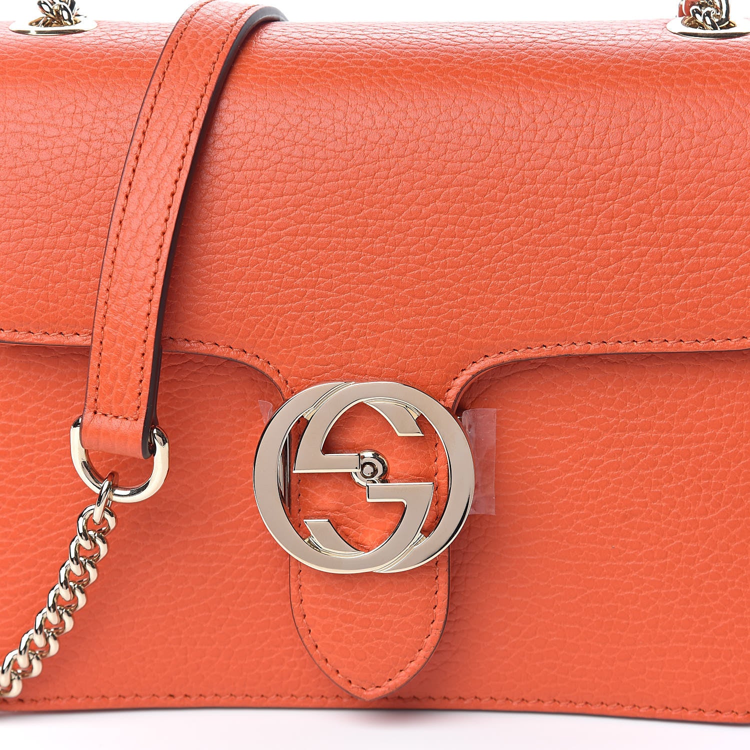 Gucci Dollar Calfskin Small Interlocking G Shoulder Bag Sun Orange 10 of 11