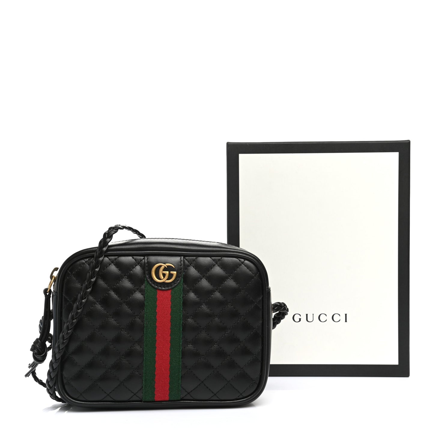 Calfskin Trapuntata Web Mini GG Shoulder Bag Black