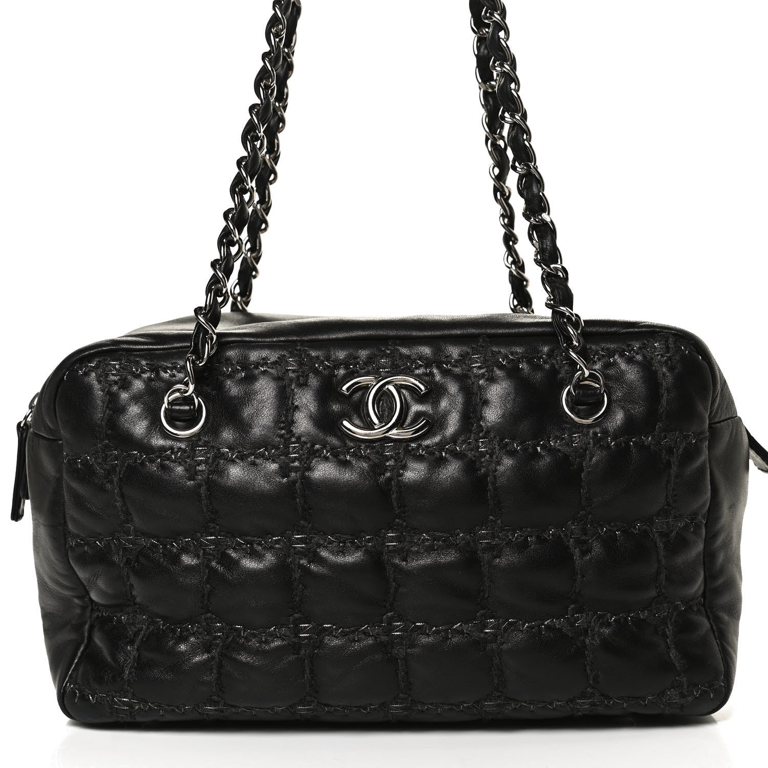 Chanel Calfskin Bubble Quilt Bowler Black 8 of 10
