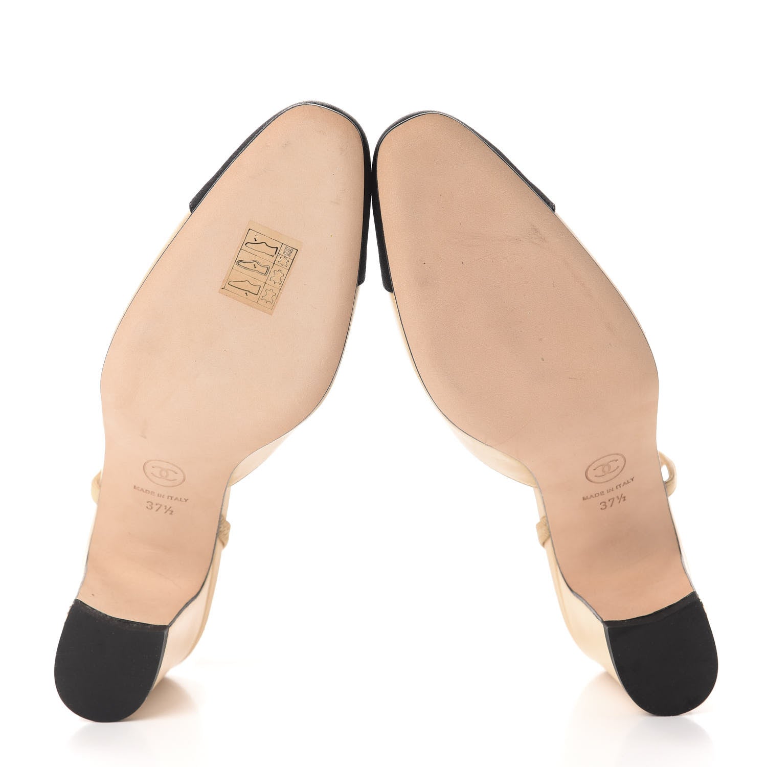 Chanel Goatskin Grosgrain Cap Toe CC Slingback Pumps 37.5 Beige Black 6 of 10