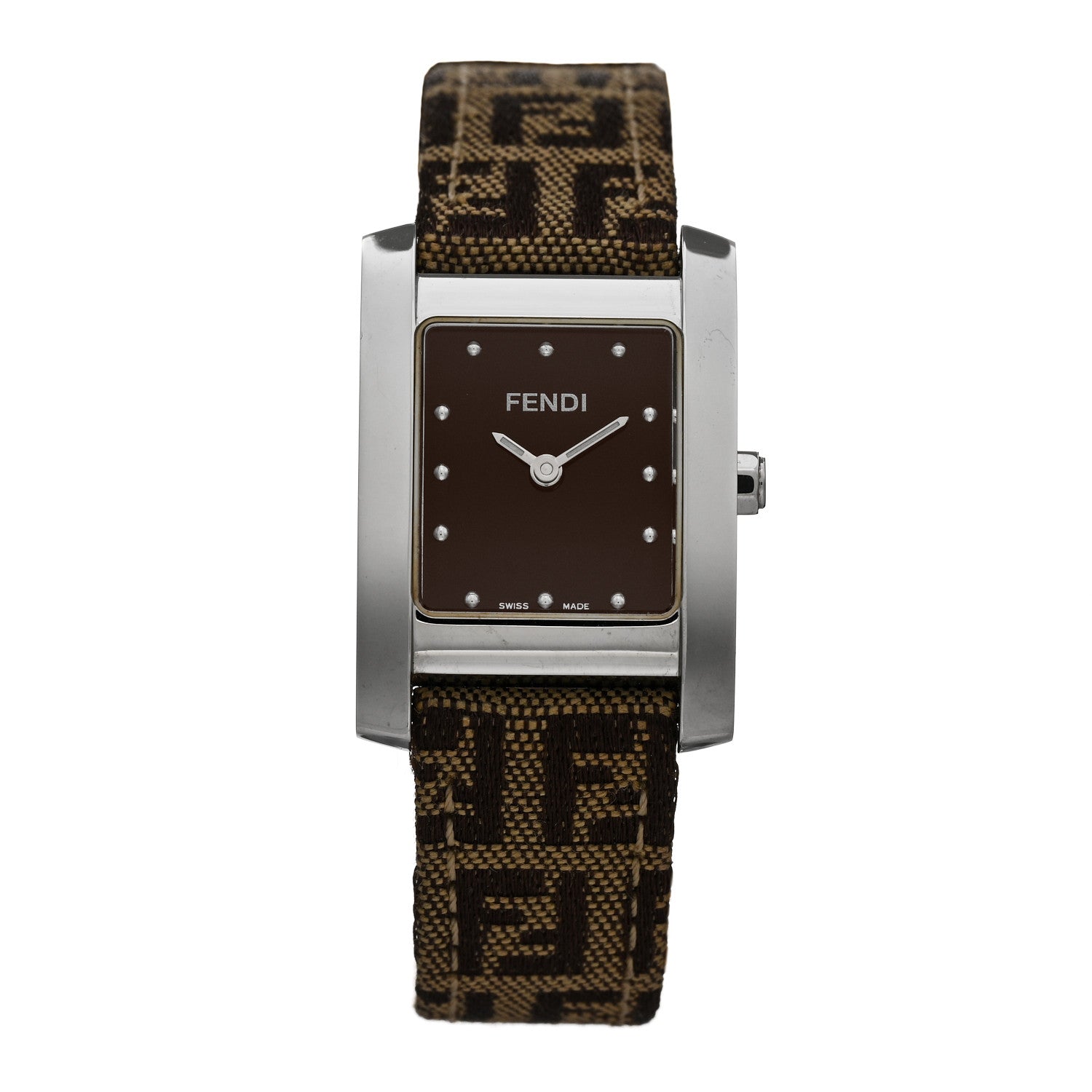 Fendi Stainless Steel Canvas 22mm Quartz Watch Black 1 of 5