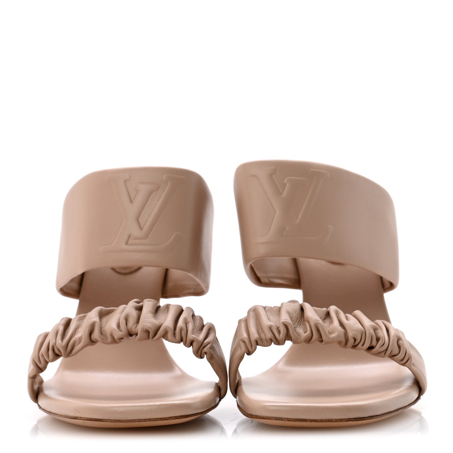 Lambskin Drapy Heel Mules 38 Beige