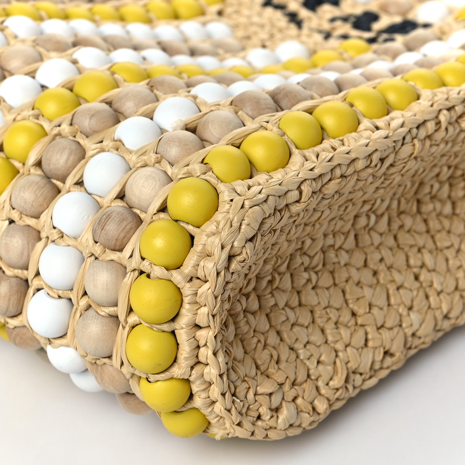 Prada Raffia Wood Bead Embroidered Logo Tote Bag Naturale 9 of 9