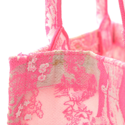 Christian Dior Transparent Canvas Embroidered Small Toile De Jouy Reverse Book Tote Fluorescent Pink 11 of 17