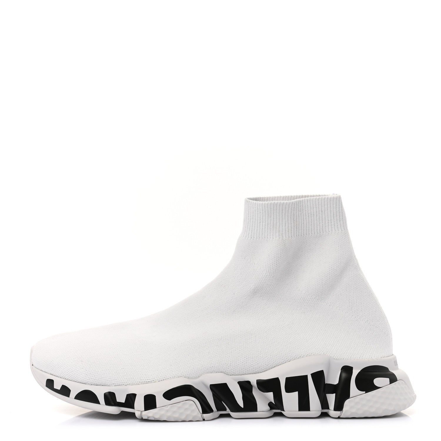 Balenciaga Neoprene Knit Mens Speed Graffiti Sneakers 42 White Black 1 of 8