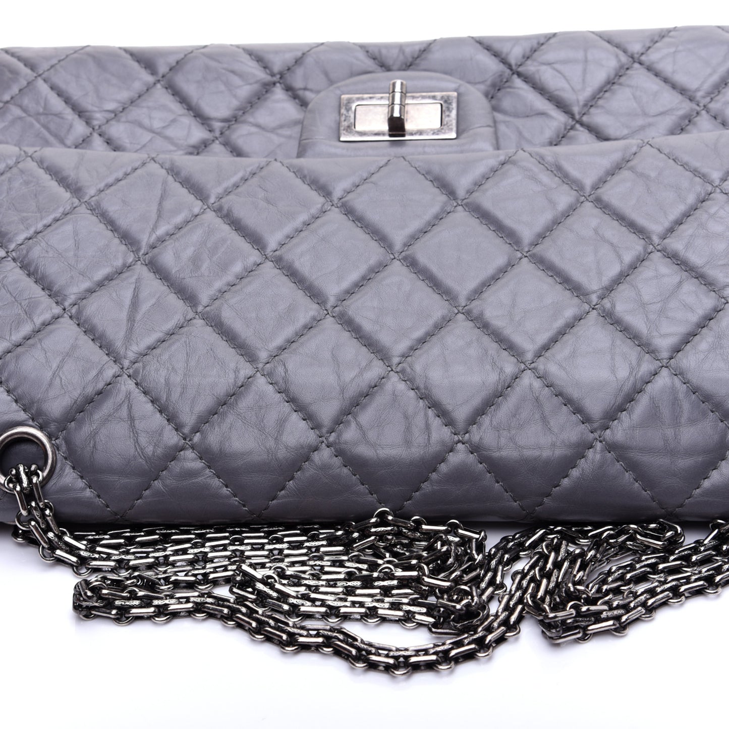 Aged Calfskin Quilted 2.55 Reissue 227 Flap Grey