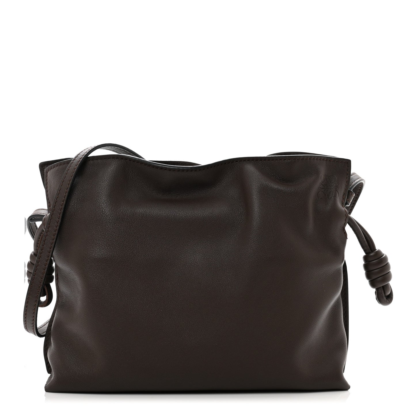 Calfskin Mini Flamenco Knot Clutch Chocolate