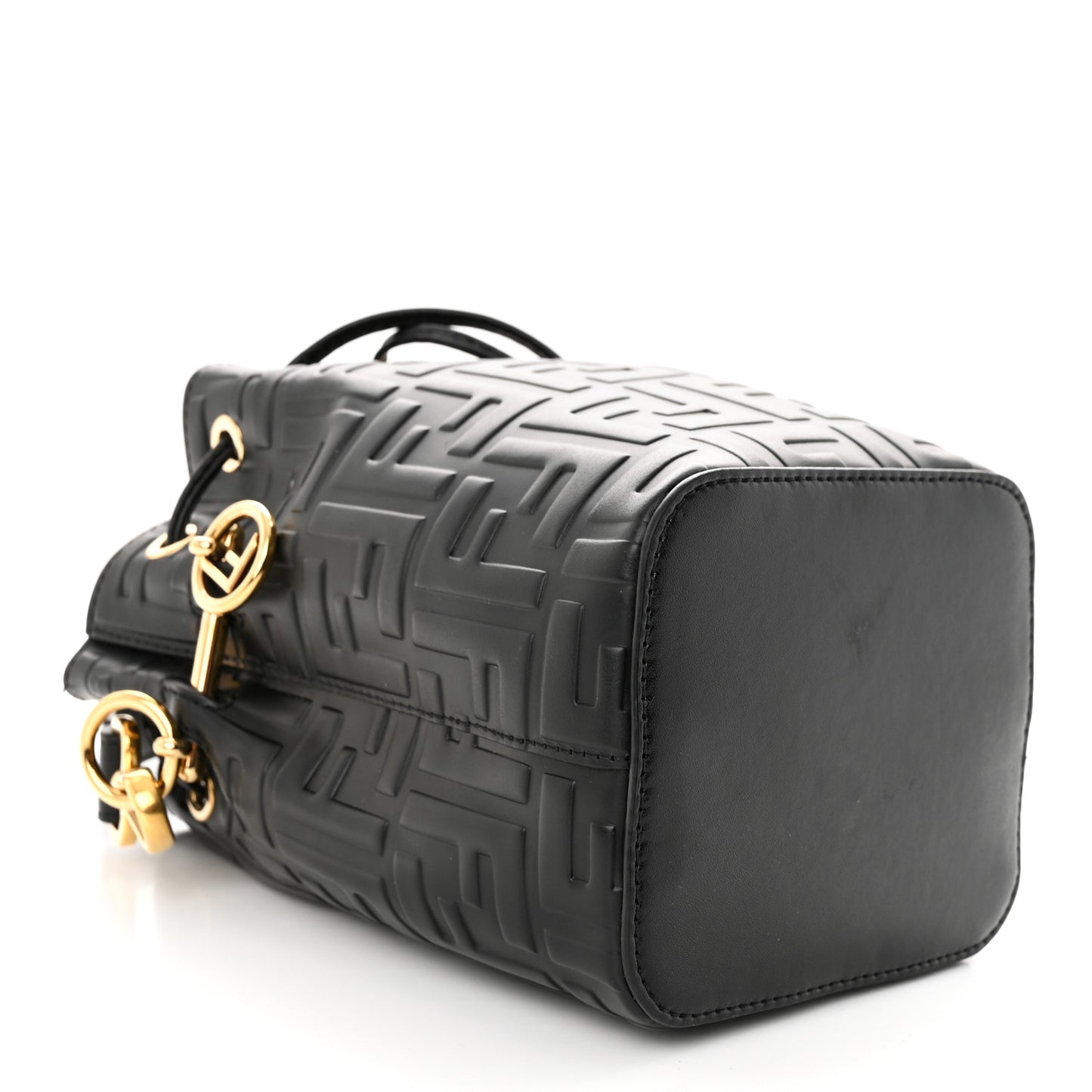 Vitello Liberty F is Fendi FF 1974 Embossed Mini Mon Tresor Bucket Bag Black