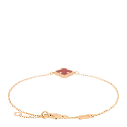 Van Cleef & Arpels 18K Rose Gold Carnelian Sweet Alhambra Bracelet 2 of 3