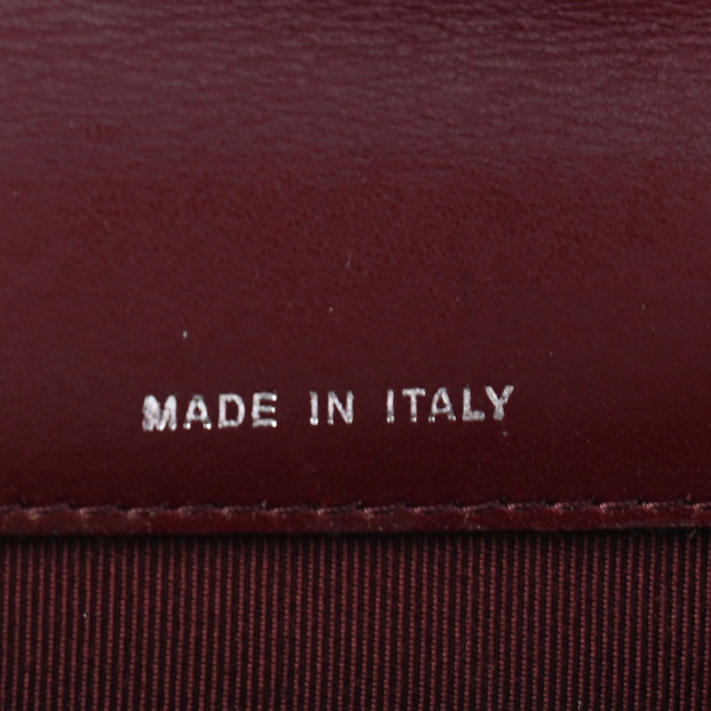 Striated Patent Quilted Flap Card Holder Burgundy