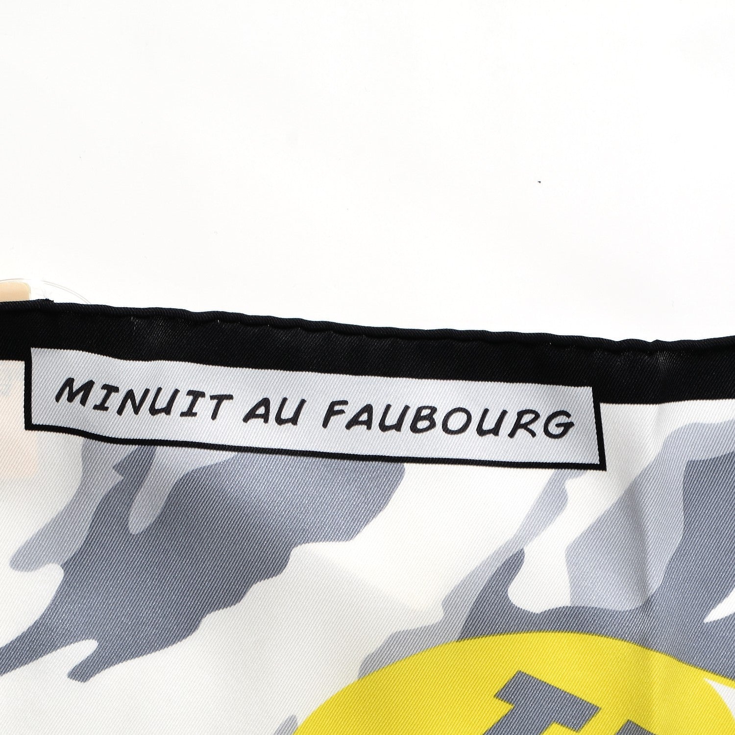 Hermes Silk Minuit Au Faubourg Scarf 70 Anthracite Blanc Jaune Vif 3 of 5