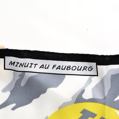 Hermes Silk Minuit Au Faubourg Scarf 70 Anthracite Blanc Jaune Vif 3 of 5