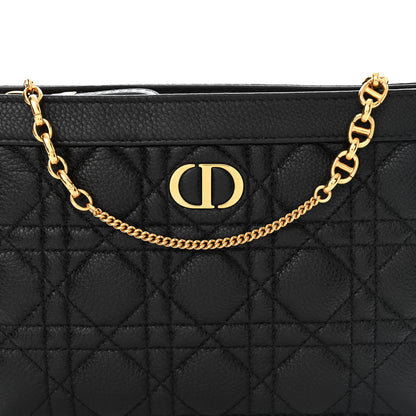 Christian Dior Calfskin Cannage Caro Zipped Pouch With Chain Black 8 of 11