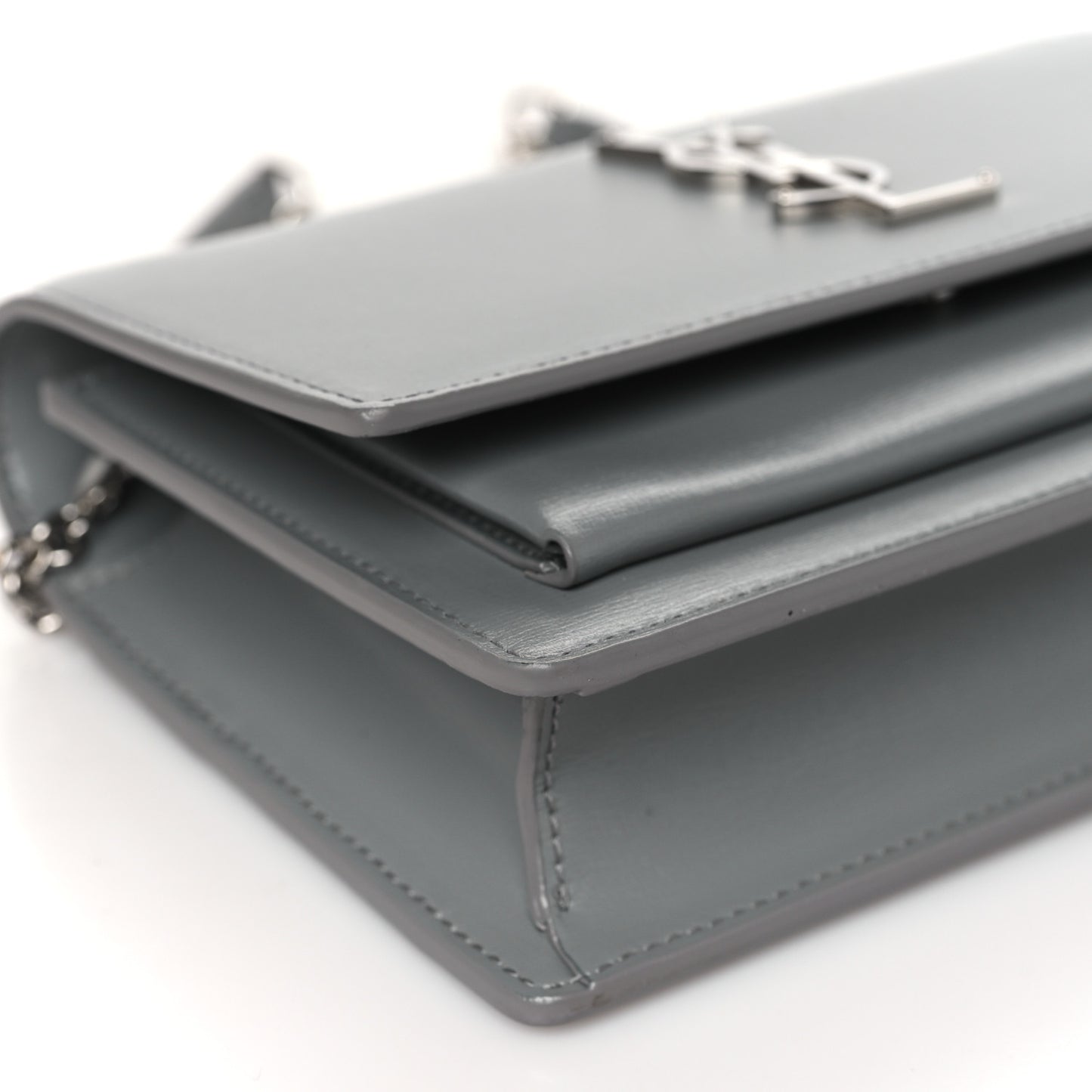 Calfskin Monogram Sunset Top Handle Chain Wallet New Stone Grey