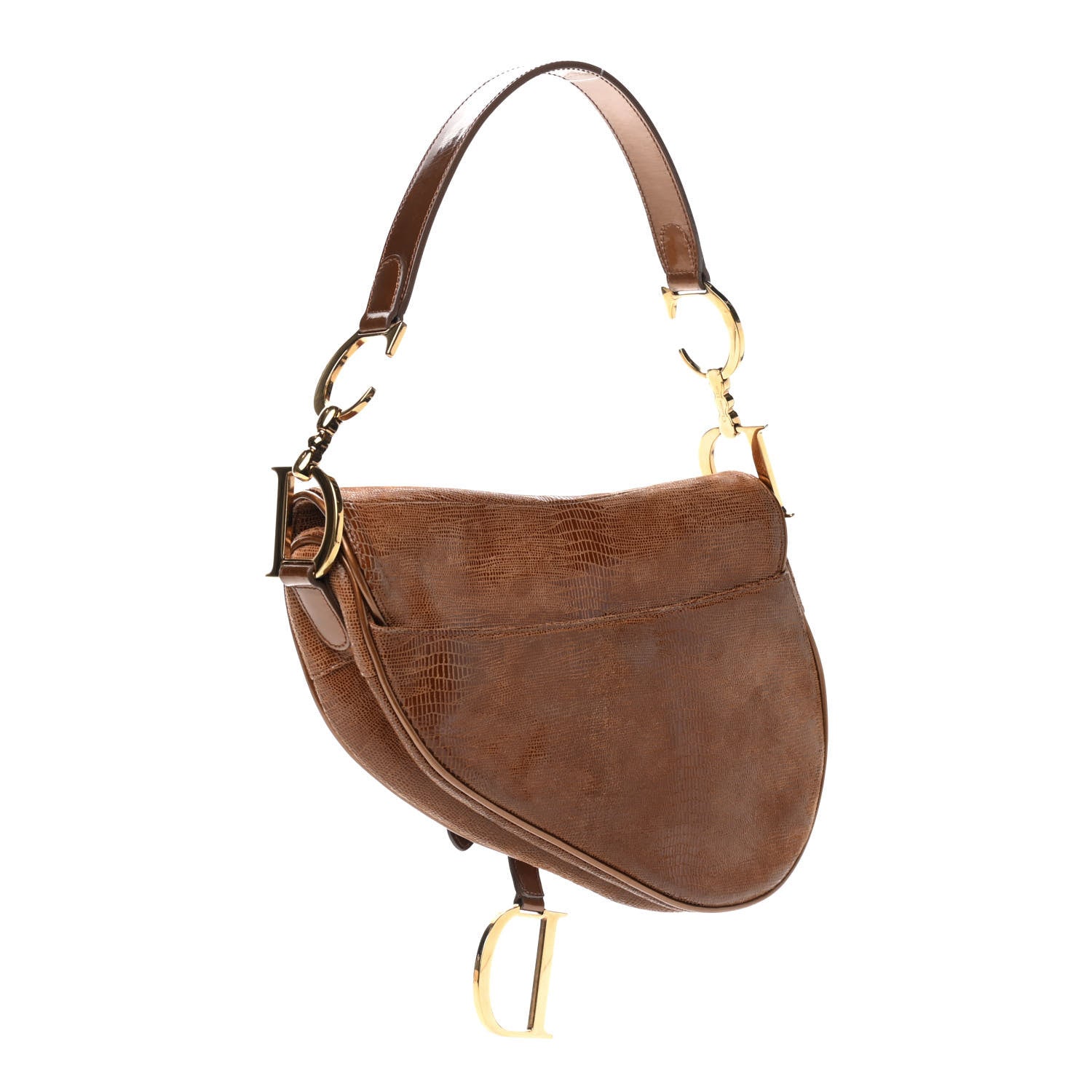 Christian Dior Lizard Saddle Bag Brown 3 of 9