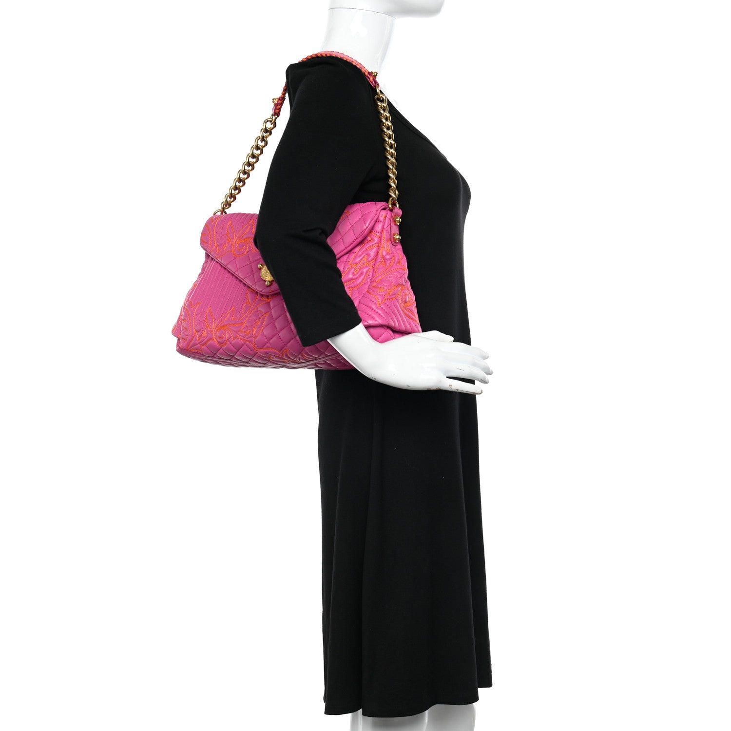 Versace Nappa Barocco Quilted Shoulder Bag Pink 2 of 9