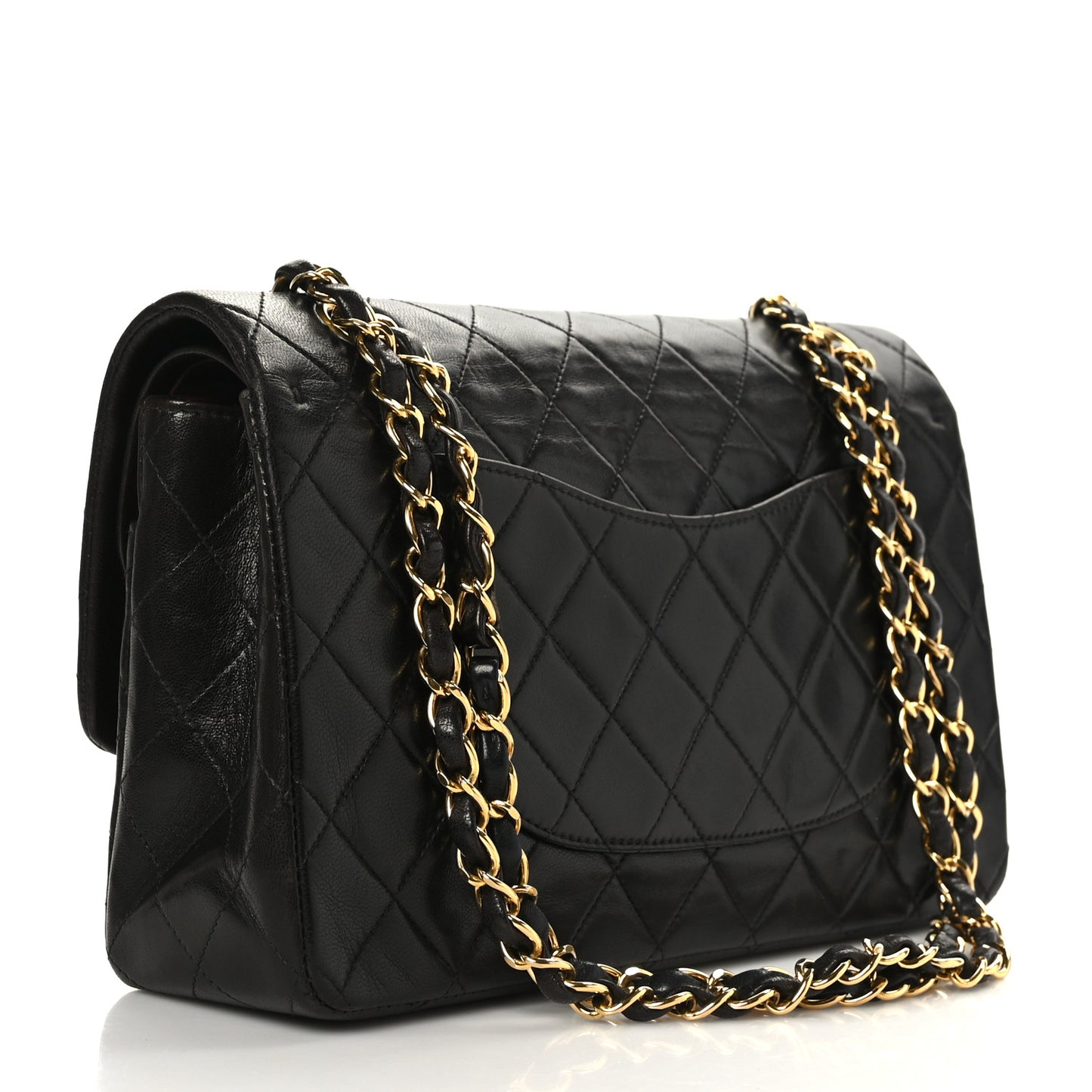Lambskin Quilted Medium Double Flap Black
