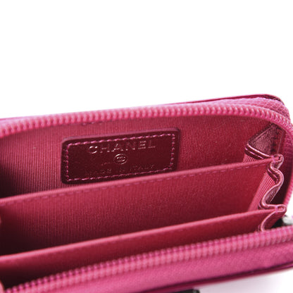 Chanel Metallic Patent Quilted Zip Around Boy Coin Purse Wallet Fuchsia 8 of 10