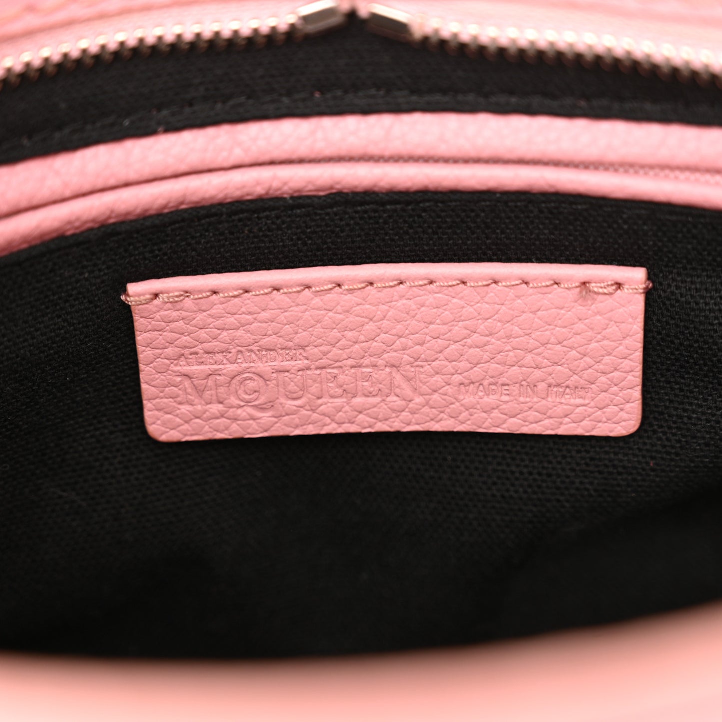 Pebbled Calfskin Mini Skull Padlock Zip Around Tote Petal